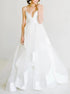 A Line V Neck Backless Tulle Wedding Dresses LBQW0038